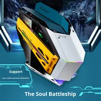 Wanjia Soul Battleship caja de la computadora de escritorio Pc chasis de forma especial Gamer refrigerado por agua DIY tema Matx gran Stock Torre completa