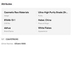 Suministro de Fábrica Olivem 1000, Emulsionante Natural Sin PEG, Escamas de Cera Emulsionante de Aceite de Oliva para el Cuidado de la Piel y el Cuerpo - Product Image 6