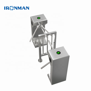 Portillon tournant en acier inoxydable à trois bras, haute sécurité, contrôle d'accès piétonnier, compatible biométrique et cartes RFID - Product Image 2