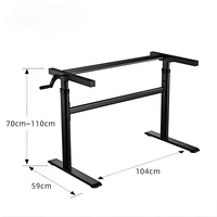 Cadre de bureau ergonomique réglable en hauteur manuellement - Poste de travail assis-debout en acier blanc avec manivelle, plage de réglage 70-110 cm, base 104x59 cm
