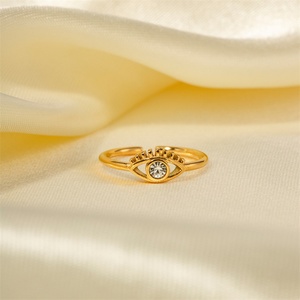 Wholesale <b>Dainty</b> Jewelry Gold Plated Stainless Steel Hollow Zircon Eye Cuff <b>Rings</b> for Women - Product Image 1