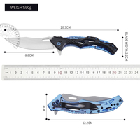 Couteau de poche pliant tactique EDC avec lame en acier 3Cr13 de 209,6 mm et 2,8 mm d'épaisseur, roulement à billes, verrouillage Liner Lock et manche en aluminium