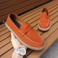 Mocassins Penny en daim pour hommes, à enfiler, avec semelle en chanvre tressé, légers, décontractés, pour la marche et la conduite