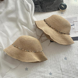 Haute qualité disquette paille <span class=keywords><strong>Panama</strong></span> chapeau fait à la main raphia pêcheur chapeau <span class=keywords><strong>de</strong></span> soleil pour la Protection solaire quotidienne <span class=keywords><strong>d</strong></span>écontracté Style ethnique pour la plage - Product Image 1