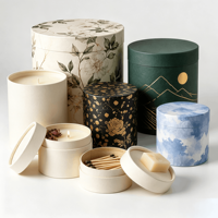Boîte à bougies parfumées cylindriques écologiques imprimées sur mesure, en papier kraft, carton blanc, bleu, noir, or, recyclables, pour cadeaux