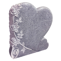 Pierre tombale en granit blanc en forme de cœur avec sculptures de fleurs, pierres tombales verticales pour tombe