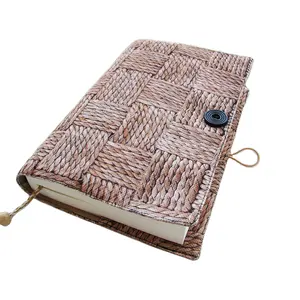 织物柳条外观平装硬书套可洗织物书保护膜衬垫书套笔记本