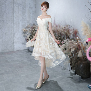 Petite <span class=keywords><strong>robe</strong></span> <span class=keywords><strong>de</strong></span> <span class=keywords><strong>mariée</strong></span> <span class=keywords><strong>japonaise</strong></span> et coréenne à épaules dénudées, élégante pour femme adulte, idéale pour cérémonie et fête d'anniversaire - Product Image 3