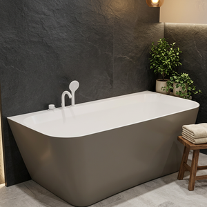 Bañera Acrílica Moderna Independiente Ecológica de Superficie Sólida para Inmersión, Bañera Cuadrada Blanca de Acrílico Incluida - Product Image 3