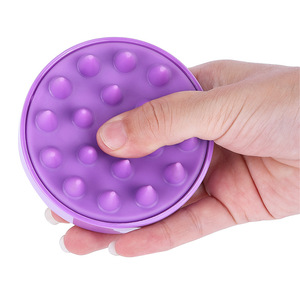 Cepillo de masaje para el cuero cabelludo, cerdas suaves de silicona para el cuidado del cabello y la relajación, negro, morado, rosa - Product Image 2