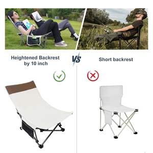 Silla de Playa Plegable, Reclinable y Portátil, con 2 Niveles de Ajuste y Bolsillo Lateral, para Exteriores, Patio, Jardín y Playa - Product Image 4