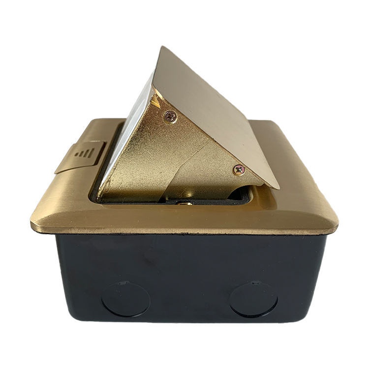 Pop up Type Copper Cover Electrical Floor Mounted Socket Outlet Box European Double Floor Socket