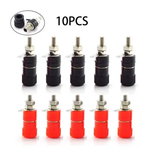 10pcs 4mm Banana Plugs Posting Connector Splice Terminals For Amplifier Speaker Audio Jack Adapter DIY Red and Black