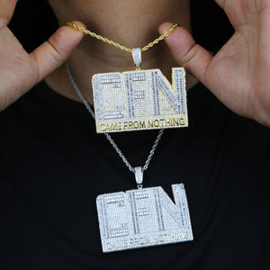 Nouveau <span class=keywords><strong>collier</strong></span> pendentif en or plaqué avec inscription CFN en zircon CZ 5A glacé, bijoux hip-hop tendance pour hommes, provenant de Nothing - Product Image 6