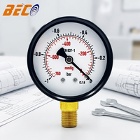 Beco 60mm Black Steel case -1bar -760mmhg Bourdon Tube Bottom Connection Pressure Gauge Manometers