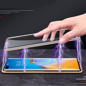 Pour <span class=keywords><strong>Huawei</strong></span> <span class=keywords><strong>P40</strong></span> cadre en métal avant et arrière en verre trempé étui de protection complet du corps étui à adsorption magnétique - Product Image 6