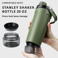 Bouteille shaker de sport en acier inoxydable de haute qualité 20 oz avec logo personnalisé, poignée et compartiment de rangement