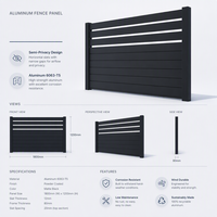 Panneaux de clôture en aluminium 6063, alliage moderne, revêtement noir en poudre, lames horizontales, clôture de jardin pour usage résidentiel