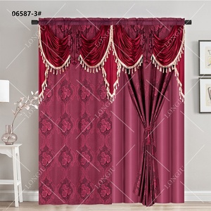 Rideaux occultants double couche de style moderne Rideaux de poche à tige bon marché avec cantonnière Rideaux jacquard Conception à franges exquise - Product Image 6