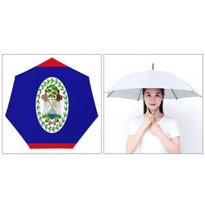 Chapeau parapluie personnalisé drapeau national Saint-Martin, parapluie mains libres en tissu Oxford argenté pour fêtes en plein air et travaux sur le terrain - Product Image 5