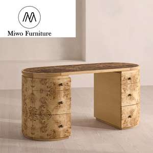 Meubles de luxe modernes pour bureaux à domicile Burl Wooden Boss Executive Computer Reception Study Writers With Drawers Marble Top - Product Image 4