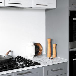 PA ขายส่งฝรั่งเศสโมเดิร์นรูปตัว L การจัดเก็บสีเทาพีวีซีปั่นตู้ครัว - Product Image 4