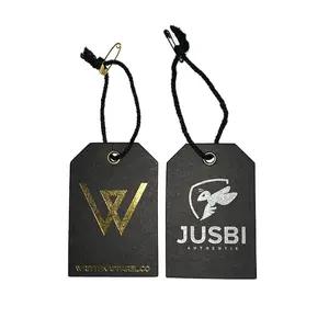 Special Cardboard Hot Stamping Paper Garment Hang Tags Luxury Thick Black Brand Labels And Tags Personalised Swing Tag