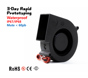 מאוורר צירי במהירות גבוהה 97 מ\\\"מ, 12V/24V <span class=keywords><strong>DC</strong></span>, דגם Oem Odm 9733, עם מיסבי כדור, להבים מפלסטיק, בקרת PWM, מתאים לחימום, ברביקיו וקירור תעשייתי. - Product Image 3