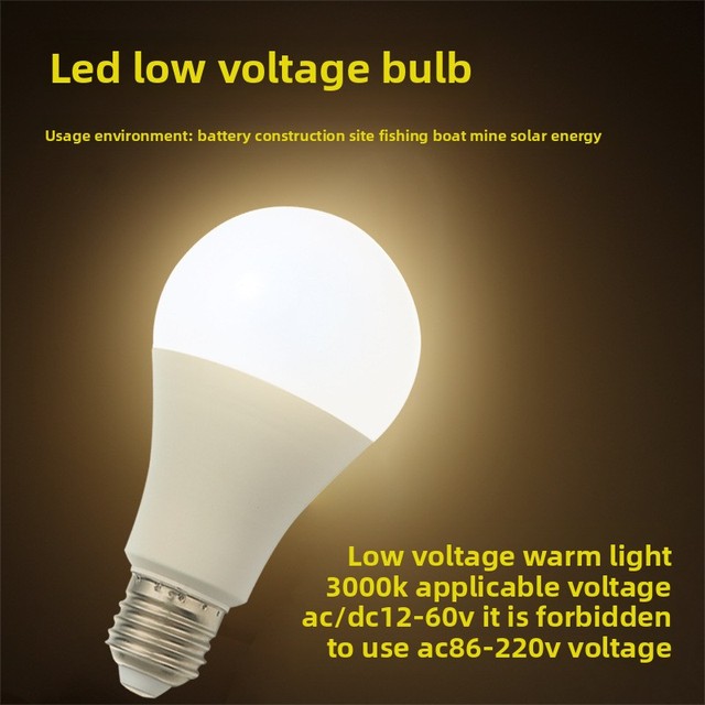 Led Warm Light 3000K E27 Bulb 12V24V36V High Brightness Low Pressure CRI 80-90 110 Lm/W Fishing Boat Machine Lighting