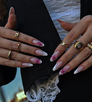 Faux ongles en acrylique rouge amande faits à la main, à coller, pour la Saint-Valentin