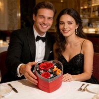 Coffret Cadeau Rose Éternelle Haut de Gamme en Forme de Cœur, Créatif et Exquis, Idéal pour Anniversaire, Saint-Valentin, Fête des Mères - Vente Flash Transfrontalière