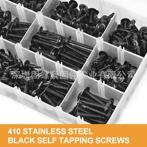 Black Stainless Steel Self Tapping <b>Screws</b> 425pcs Large <b>Flat</b> Head Imperial Size Metal Fasteners Grade 8 Set - Product Image 4