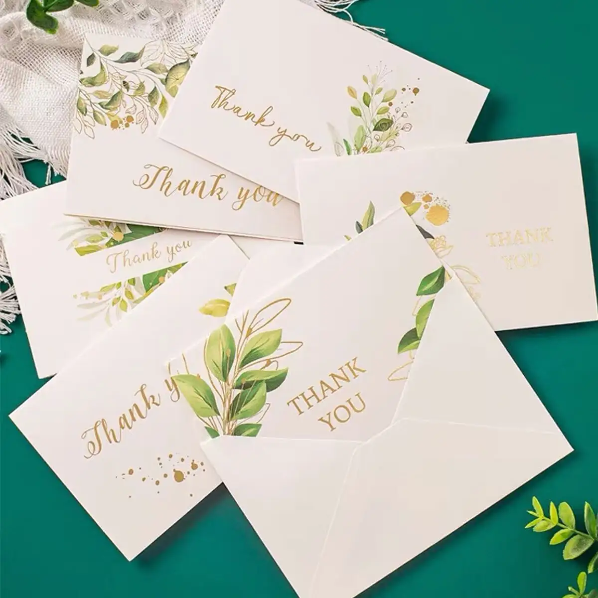 Cartes de remerciement en feuille d'or 4x6 pouces avec enveloppes cartes hank You pour bébé Brida Shower cartes de vœux de mariage