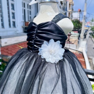 Công Chúa Ăn Mặc Cho Cô Gái Lớn loe Màu Đen Trắng Vòng Phong Cách Ánh Sáng Đuôi Hoa Eo Trang Trí Tùy Chỉnh Odm Cho Trẻ Em - Product Image 6