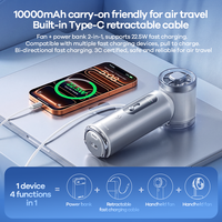 Ventilateur portable REMAX MF129 2-en-1 avec batterie externe 10000 mAh, refroidissement semi-conducteur 17500 tr/min 22,5 W, câble intégré et écran LED