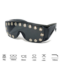 Gafas de Sol Estilo Cyberpunk con Remaches Metálicos, Protección UV400, Montura Completa de PC, Material Futurista para Fiestas y Festivales
