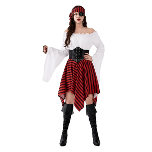 Nouveau Costume de <span class=keywords><strong>Pirate</strong></span> Feinuo pour Femmes Adultes, Kit de <span class=keywords><strong>Déguisement</strong></span> pour Halloween - Product Image 1