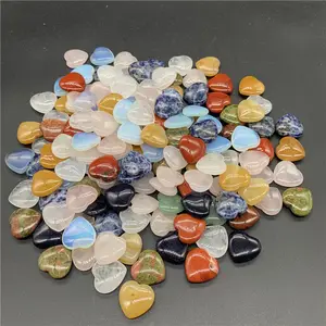 20mm materials mixed Natural Crystal Hearts stone mini size crystal hearts accessory crystal healing stones