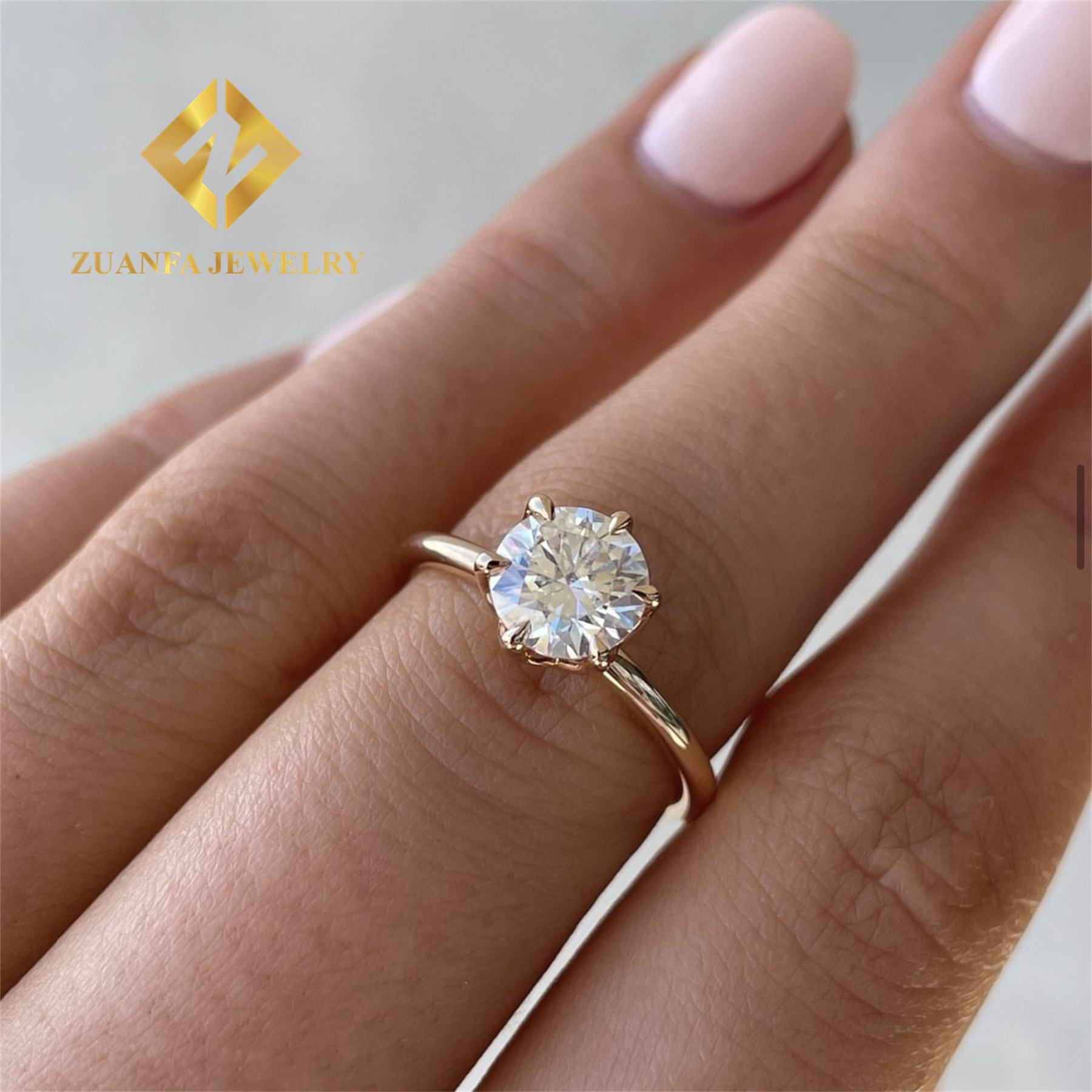 10k rose gold with 1ct round moissanite