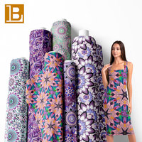 Kain Poplin Katun 100% BILU Mewah Retro Motif Bunga Besar Kaleidoskop Mandala Cetak Digital Musim Panas untuk Pakaian