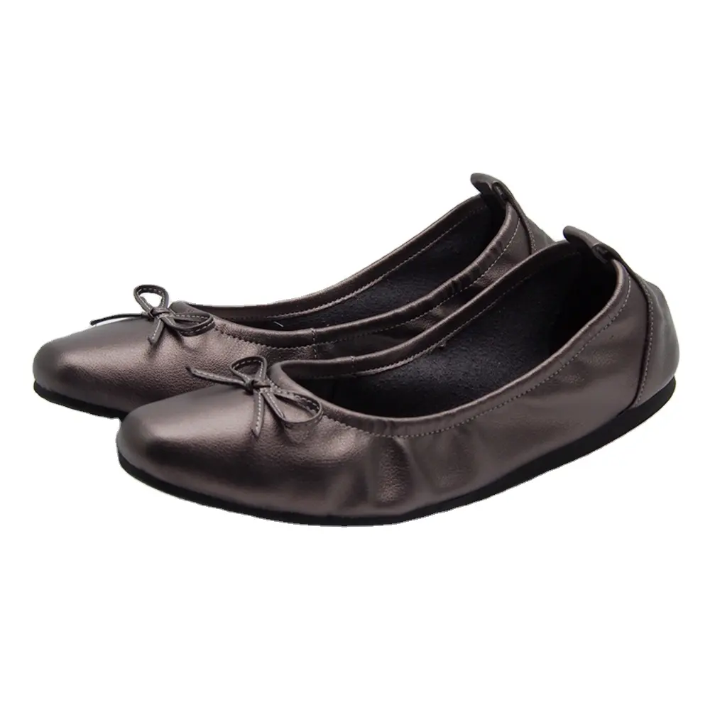 Ballerina Flats Slip-on Shoes SOFIT ALWAYS COMFORT Rubber Fashion Microfiber for Girl and Women in Platinium/brown Mixed Colors