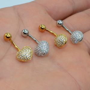 Zircon rond en forme de coeur <span class=keywords><strong>ventre</strong></span> nombril anneau <span class=keywords><strong>banane</strong></span> mode corps Piercing bijoux en acier inoxydable pour fiançailles - Product Image 6
