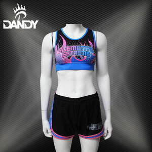Uniforme de Animadora Personalizado de Alta Calidad para Mujer, Top Corto Azul y Conjunto de Práctica Escolar Personalizado - Product Image 3