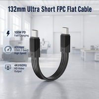 Câble USB-C plat FPC personnalisé OEM, charge rapide PD 100W, 40 Gbps haute vitesse, sortie vidéo 4K, blindage en feuille d'aluminium, écologique