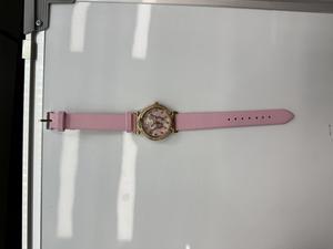 Orologio da donna alla moda, cinturino in pelle rosa, cassa placcata in oro, quadrante analogico rotondo resistente all'acqua - Product Image 1