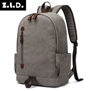 <span class=keywords><strong>Sac</strong></span> à <span class=keywords><strong>dos</strong></span> unisexe ZUOLUNUO personnalisé en toile vintage avec garniture en <span class=keywords><strong>cuir</strong></span>, idéal pour les voyages décontractés et l'école, pour hommes et femmes - Product Image 2