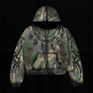 Unisex 2025 otoño estampado de gran tamaño 100% sudadera de algodón de moda 350G doble cremallera con capucha cárdigan pulóver nuevo polar - Product Image 2