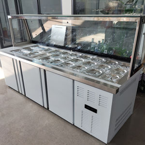 रेस्तरां काउंटर टॉप रेफ्रिजरेटर वर्कबेंच चिलर पिज्जा काउंटर फ्रीजर सलाद फ्रिज पिज्जा प्रीप टेबल रेफ्रिजरेटर - Product Image 6