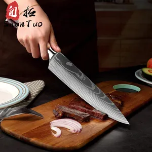 10 pcs personalizada de madera afilado alemán de acero inoxidable japonés 67 capa Damasco filete santok chef moderno cuchillos de cocina cuchillo