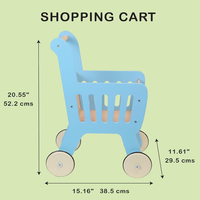 Poussette en bois OEM bleue pour tout-petits et enfants Poussette pour bébé Poupée pour apprendre à marcher